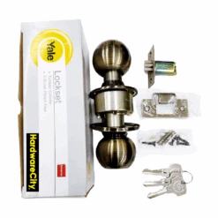 Yale CA5127 US5 Entrance Cylindrical Knob Set Antique Brass