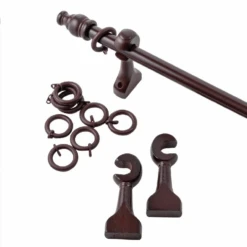HardwareCity Wooden CURTAIN Rod Set 28MM ROSEWOOD