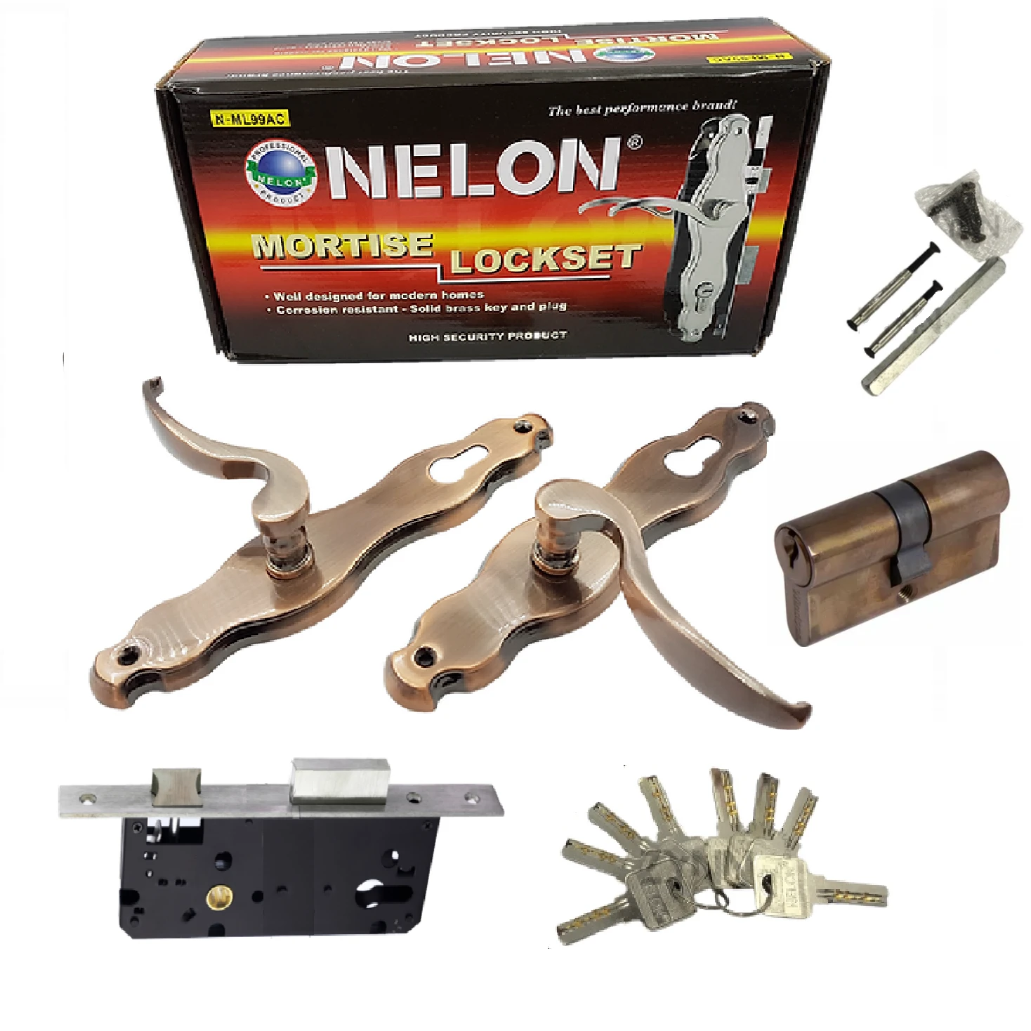 NELON High Security METAL GATE LOCK Full Set Comes With 8 PUNCHED KEYS 1 NELON High Security METAL GATE LOCK Full Set Comes With 8 PUNCHED KEYS