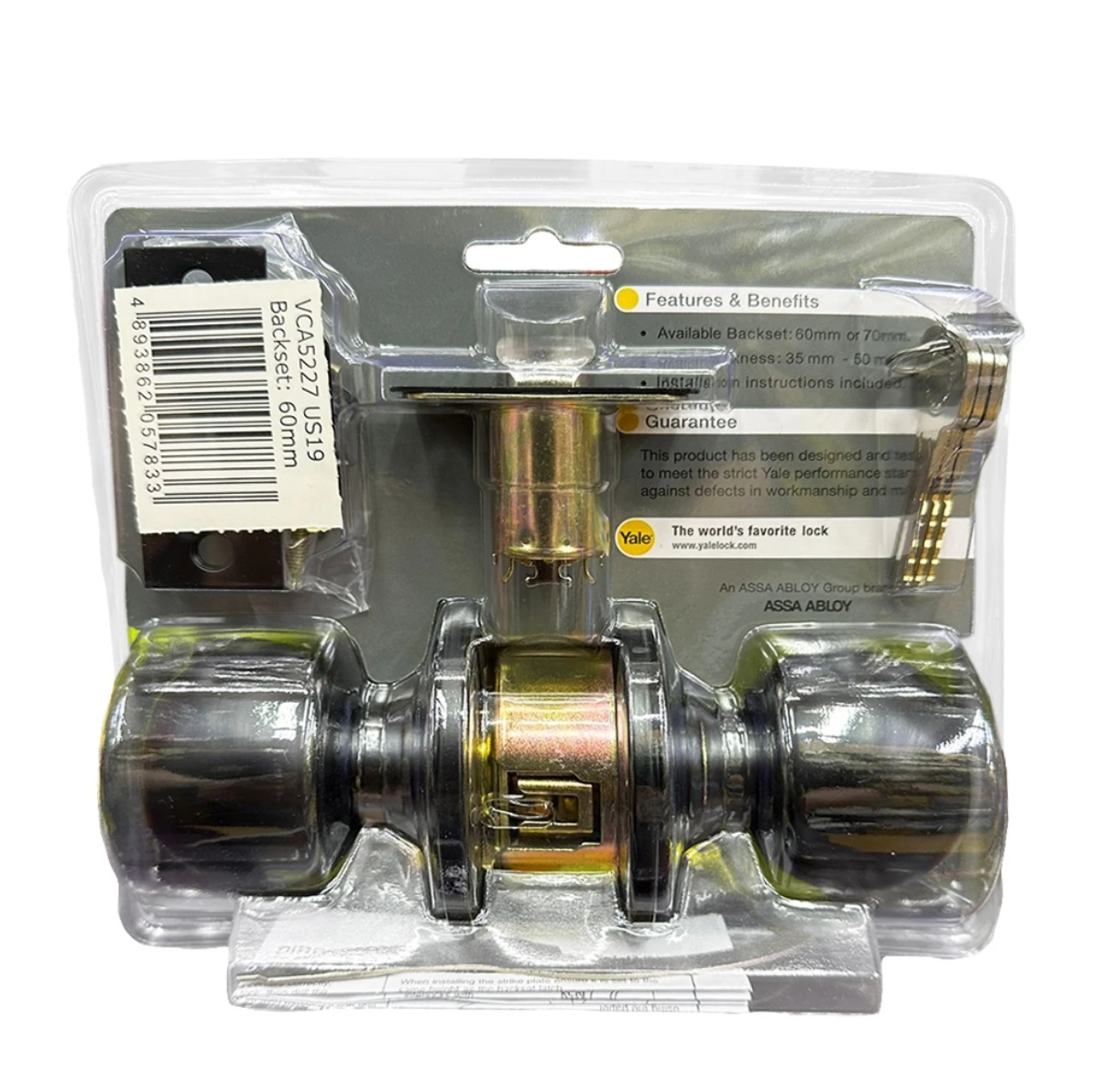 Yale VCA5227 US19 Entrance Cylindrical Door Knob Set BLACK 2 Yale VCA5227 US19 Entrance Cylindrical Door Knob Set BLACK - Image 2