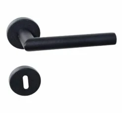 Hafele Lever Door Handle Set (Black Round Rose)